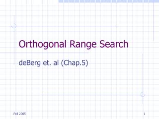 Orthogonal Range Search