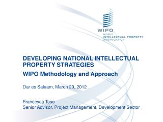 DEVELOPING NATIONAL INTELLECTUAL PROPERTY STRATEGIES WIPO Methodology and Approach