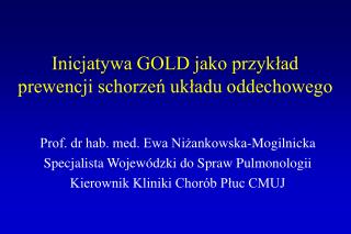 Inicjatywa GOLD jako przykład prewencji schorzeń układu oddechowego