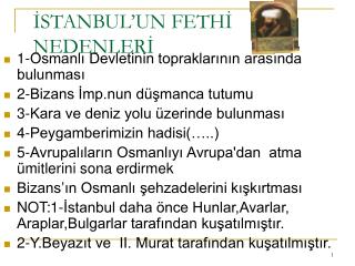 İSTANBUL’UN FETHİ NEDENLERİ