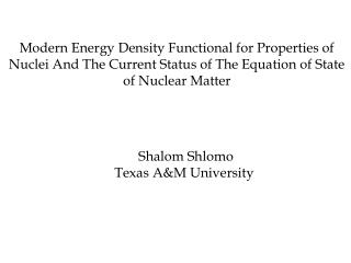Shalom Shlomo Texas A&amp;M University