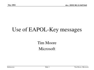 Use of EAPOL-Key messages