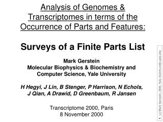 Genomes highlight the Finiteness of the “Parts” in Biology