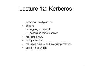 Lecture 12: Kerberos