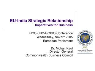 EU-India Strategic Relationship Imperatives for Business