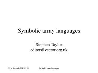 Symbolic array languages