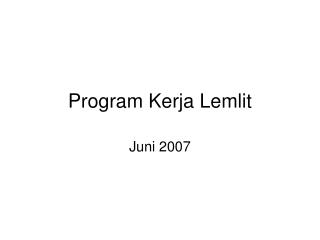 Program Kerja Lemlit