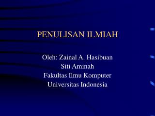 PENULISAN ILMIAH