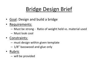 Bridge Design Brief
