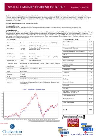 SMALL COMPANIES DIVIDEND TRUST PLC 	Trust facts as at 30.6.05