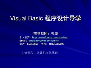 Visual Basic 程序设计导学