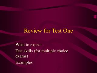 Review for Test One