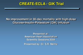 No improvement in 30-day mortality with high-dose Glucose-Insulin-Potassium (GIK) infusion
