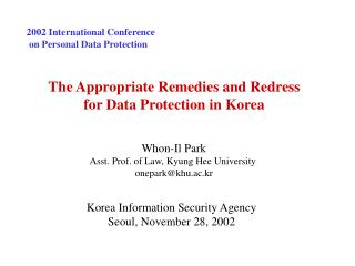 2002 International Conference on Personal Data Protection