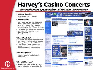 Harvey’s Casino Concerts Entertainment Sponsorship- KCRA, Sacramento