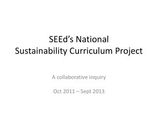 SEEd’s National Sustainability Curriculum Project