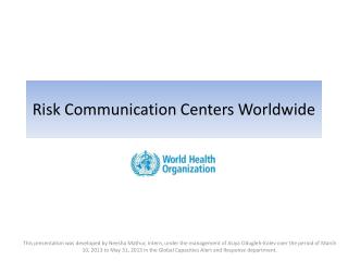 Risk Communication Centers Worldwide