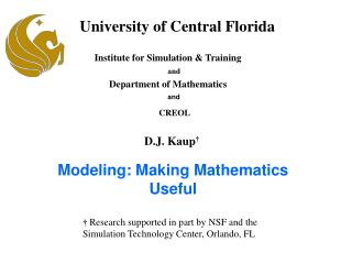 Modeling: Making Mathematics Useful