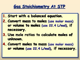 Gas Stoichiometry At STP