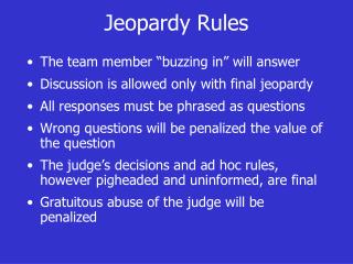 Jeopardy Rules