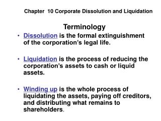 Chapter 10 Corporate Dissolution and Liquidation