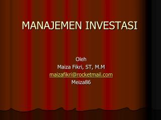 MANAJEMEN INVESTASI