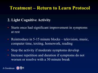 Treatment – Return to Learn Protocol