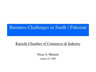 Business Challenges in Sindh / Pakistan