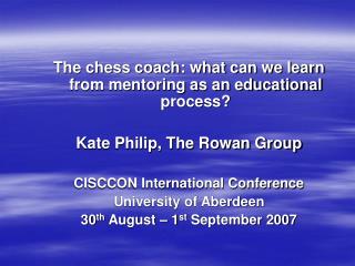 The chess coach: what can we learn from mentoring as an educational process?