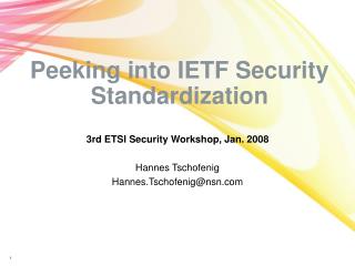 Peeking into IETF Security Standardization
