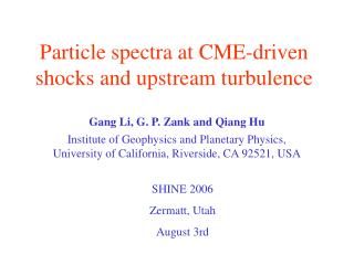 Particle spectra at CME-driven shocks and upstream turbulence