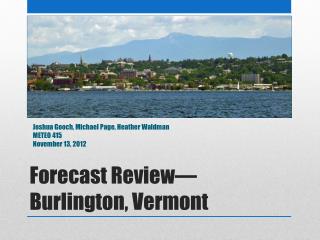 Forecast Review—Burlington, Vermont