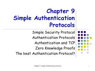 Chapter 9 Simple Authentication Protocols