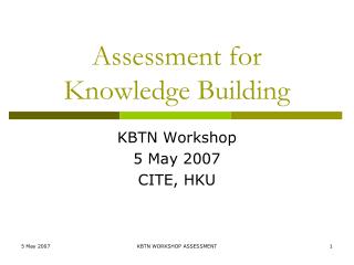 Assessment for Knowledge Building