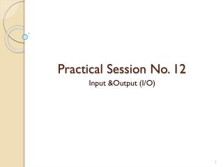 Practical Session No. 12