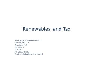 Renewables and Tax