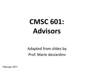 CMSC 601: Advisors