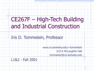 CE267F – High-Tech Building and Industrial Construction