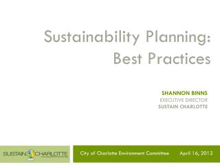 Sustainability Planning: Best Practices