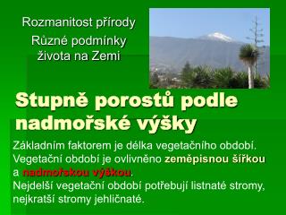 Stupně porostů podle nadmořské výšky