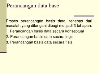 Perancangan data base