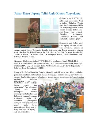 Pakar 'Kayu' Jepang Teliti Joglo Kraton Yogyakarta Gedung M.Natsir FTSP UII,
