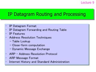 IP Datagram Routing and Processing