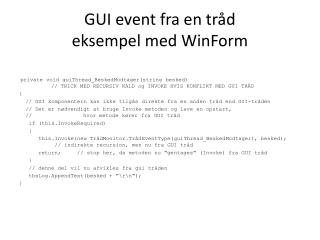 GUI event fra en tråd eksempel med WinForm