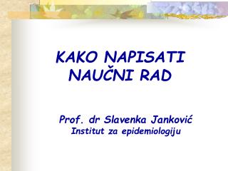 KAKO NAPISATI NAUČN I RAD