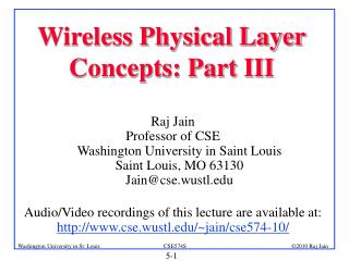Wireless Physical Layer Concepts: Part III