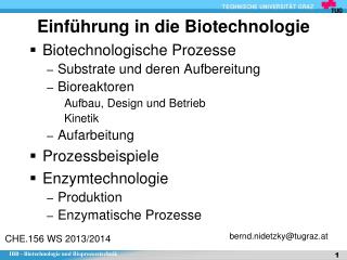 Einführung in die Biotechnologie