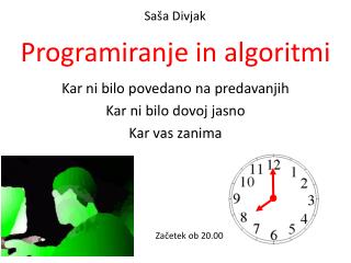 Programiranje in algoritmi