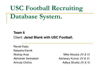 USC Football Recruiting Database System.