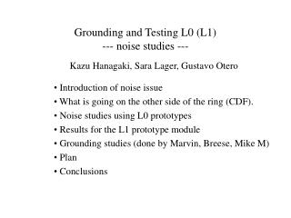 Grounding and Testing L0 (L1) --- noise studies ---